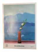 AFTER DAVID HOCKNEY - MOUNT FUJI AND FLOWERS - 2016 OFFSET LITHOGRAPH THE MET POSTER