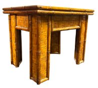 RETRO MID CENTURY CIRCA 1970S BAMBOO AND RATTAN SIDE OCCASIONAL TABLE