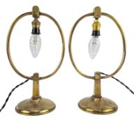 PAIR OF VINTAGE 20TH CENTURY BRASS COACH-STYLE TABLE LAMPS