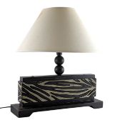ITALIAN LATE 20TH CENTURY PAINTED WOOD ZEBRA TABLE DESK LAMP