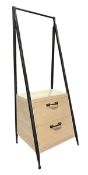MODERN BESPOKE MADE OAK WOOD & WROUGHT STEEL TWO-DRAWER HANGING RACK
