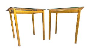 PAIR OF HOLLYWOOD REGENCY GOLD-TONED SIDE TABLES