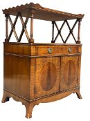 20TH CENTURY REGENCY REVIVAL MAHOGANY & YEW WOOD BEDSIDE