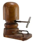EARLY 20TH CENTURY CIRCA 1900 TEAK MECHANICAL MILLINER'S HAT STRETCHER