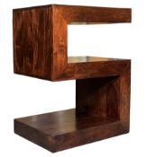 MODERN STAINED OAK / HARDWOOD CANTILEVER BOOKSHELF