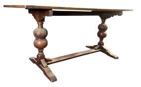 JACOBEAN REVIVAL OAK REFECTORY DINING TABLE