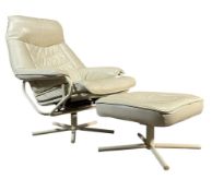 SKOGHAUG INDUSTRIES - 1970S NORWEGIAN ARMCHAIR AND FOOTSTOOL