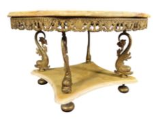 VINTAGE 20TH CENTURY HOLLYWOOD REGENCY GILT METAL & ONYX COFFEE TABLE