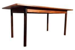 MID CENTURY DANISH-INFLUENCED TEAK EXTENDING DINING TABLE