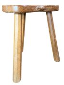 ROBERT 'MOUSEMAN' THOMPSON - OAK THREE LEGGED KIDNEY SHAPED STOOL
