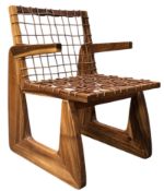 CONTEMPORARY HIGH END DESIGN WALNUT & LEATHER LOUNGE CHAIR