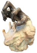 STUDIO ART POTTERY 20TH CENTURY GLAZED STONEWARE SCULPTURE OF HANDS