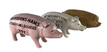 SELECTION OF LATER CAST IRON ADVERTISING PIG MONEY BOXES