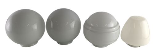COLLECTION OF FOUR MID CENTURY OPALINE GLASS LAMP SHADES