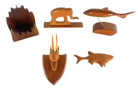 SELECTION OF CARVED WOOD ANIMAL FIGURES