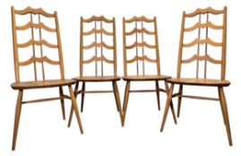 EROL - MODEL 496 BATWING - SET OF FOUR BEECH & ELM DINING CHAIRS