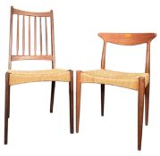 ARNE HOVMAND-OLSEN X MAGENS KOLD - TWO DANISH 1960S TEAK & PAPER CORD CHAIRS
