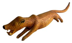 LATER 20TH CENTURY FOLK ART STYLE CARVED WOOD CHEETAH