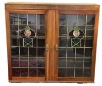 EARLY 20TH CENTURY OAK AND GLASS HANGING DISPLAY CABINET