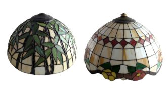 TWO 20TH CENTURY LARGE TIFFANY LEADED & STAINED GLASS CEILING SHADE