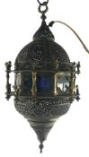 EARLY 20TH CENTURY MOROCCAN BRASS CEILING LANTERN LIGHT
