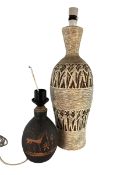 TWO ENGLISH & CONTINENTAL MID CENTURY C. 1970S STUDIO ART POTTERY LAMP BASES
