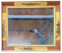 19TH CENTURY CHINESE JAPANNED CHINOISERIE MIRROR