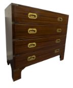 LATER 20TH CENTURY MAHOGANY CAMPAIGN CHEST OF DRAWERS