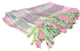 VINTAGE 20TH CENTURY PURE WOOL TRADITIONAL WELSH BLANKET/ BED THROW