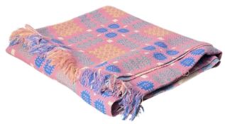 VINTAGE 20TH CENTURY WOOL TRADITIONAL WELSH BLANKET/BED THROW