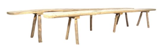 PAIR OF 20TH CENTURY PINE REFECTORY PIG BENCHES