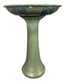 MODERN TURQUOISE GLAZED PEDESTAL BIRD BATH