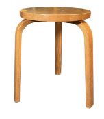 MANNER OF ALVAR AALTO - RETRO 20TH CENTURY BENTWOOD THREE-LEGGED STOOL