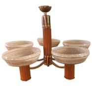 ART DECO COPPER & BEKELITE CHANDELIER