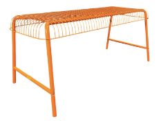 IKEA - VASTERON - VINTAGE CIRCA 1990S ORANGE PAINTED METAL BENCH SEAT