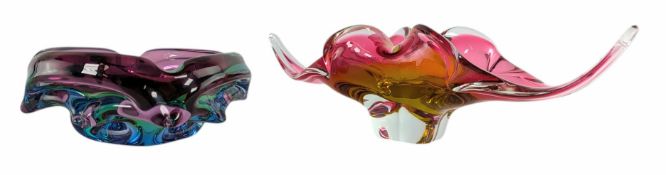 JOSEF HOSPODKA FOR CHRIBSKA - TWO 1960S CZECH STUDIO ART GLASS VASES