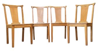 SET OF FOUR COTSWOLD SCHOOL-STYLE OAK DINING CHAIRS