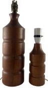 NEAR PAIR OF MID CENTURY SOLID TEAK TABLE LAMPS