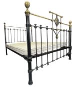 LATE 19TH CENTURY VICTORIAN BRASS AND CAST-IRON DOUBLE BED FRAME