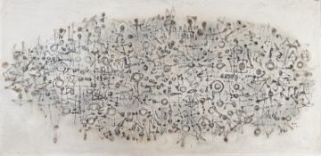 MID CENTURY 1965 MIXED MEDIA IN RELIEF ON BOARD ABSTRACT PAINTING PANEL