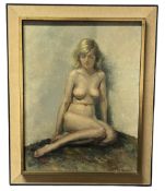 SUZANNE C. HARRIS (B. 1909-?) - 20TH CENTURY OIL ON CANVAS NUDE PAINTING