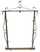 LARGE EARLY 20TH CENTURY CAST IRON HANGING PUB SIGN FRAME