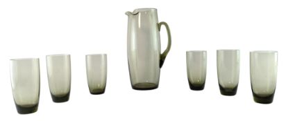 MID CENTURY SMOKED GLASS LEMONADE SET
