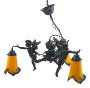 ART DE FRANCE - 20TH CENTURY HANGING CEILING LIGHT CHANDELIER