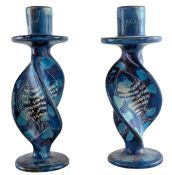 PAIR OF VINTAGE 20TH CENTURY AFRICAN SOAPSTONE CANDLESTICKS