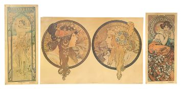 AFTER ALPHONES MUCHA - THREE VINTAGE ART POSTERS