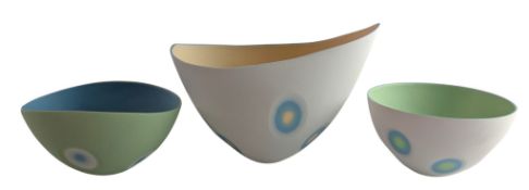 SASHA WARDELL (BRITISH, 1956) - GROUP OF THREE SPACE BOWLS