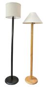 TWO RETRO 20TH CENTURY BEECH WOOD FLOOR STANDARD LAMPS