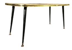 MID CENTURY 1950S GLASS-TOPPED COFFEE TABLE WITH STARBURST DESIGN