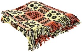 VINTAGE 20TH CENTURY WOOL TRADITIONAL WELSH BLANKET/BED THROW